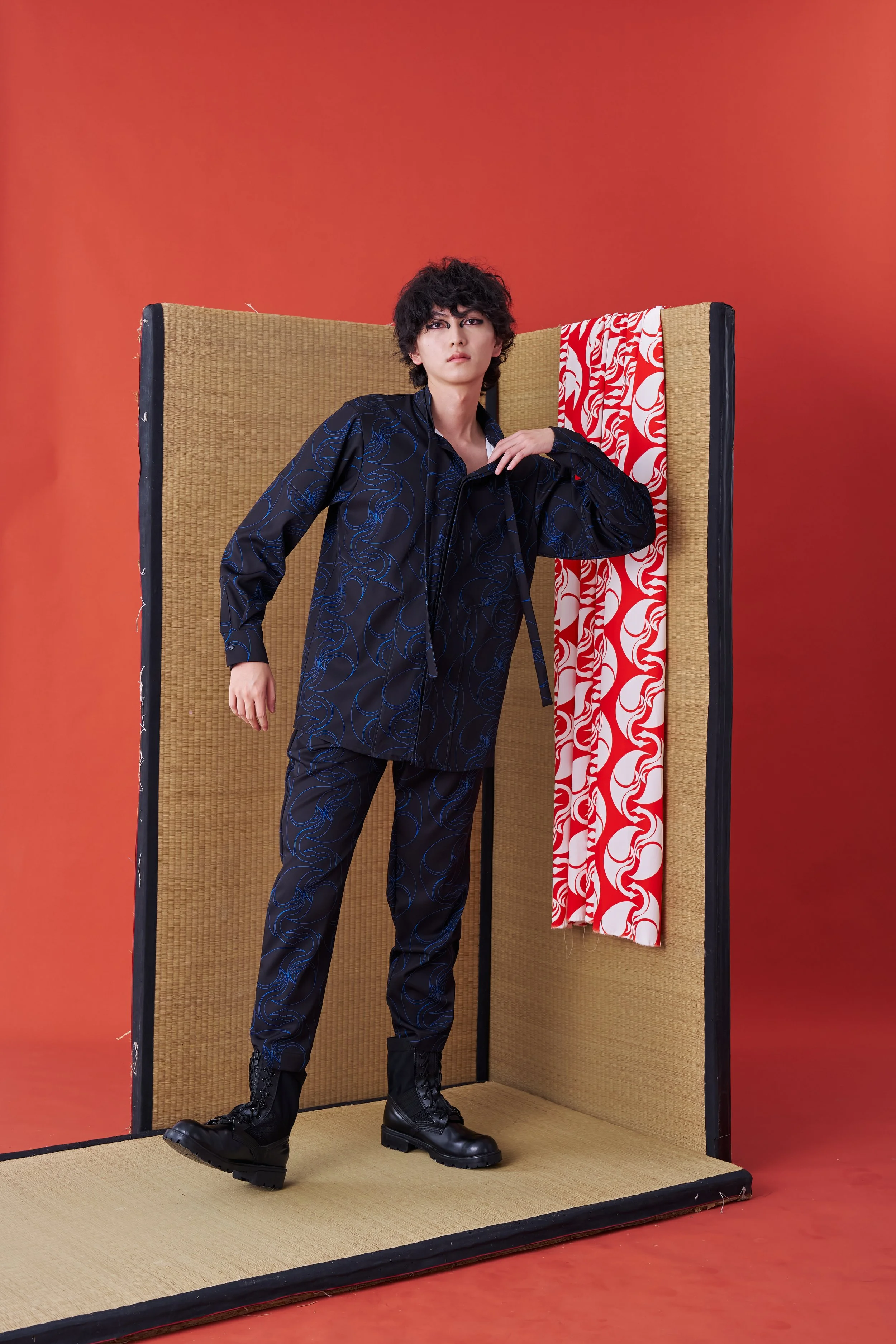 Deconstructed Collar Tie Shirt (Blue print) — INF - Garment